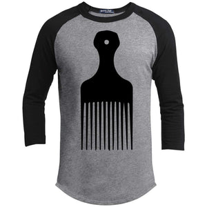 Afro Pick- Natural Hair | ?? Sleeve Raglan Tee-T-Shirts-Swagtastic Gear