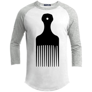 Afro Pick- Natural Hair | ?? Sleeve Raglan Tee-T-Shirts-Swagtastic Gear