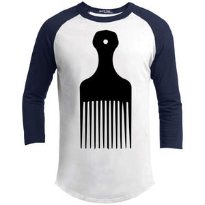 Afro Pick- Natural Hair | ?? Sleeve Raglan Tee-T-Shirts-Swagtastic Gear