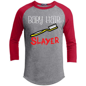 Baby Hair Slayer | ?? Sleeve Raglan Tee-T-Shirts-Swagtastic Gear