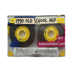 Clearly Old School Music Mixtape | Small Cosmetic Bag or Large Clutch-Bags-Swagtastic Gear