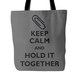 Keep Calm and Hold it Together: Paper Clip Tote Bag-Tote Bags-Swagtastic Gear