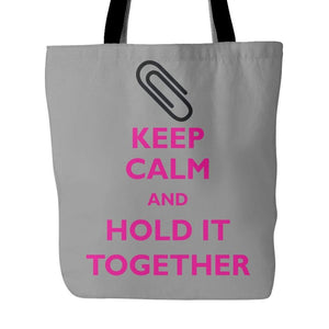 Keep Calm and Hold it Together: Paper Clip Tote Bag-Tote Bags-Swagtastic Gear