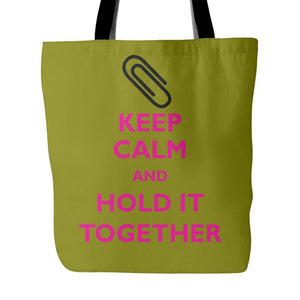 Keep Calm and Hold it Together: Paper Clip Tote Bag-Tote Bags-Swagtastic Gear