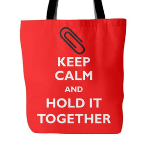 Keep Calm and Hold it Together: Paper Clip Tote Bag-Tote Bags-Swagtastic Gear