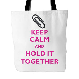 Keep Calm and Hold it Together: Paper Clip Tote Bag-Tote Bags-Swagtastic Gear