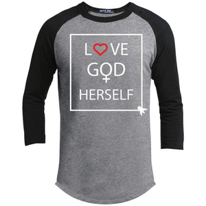 Love God Herself | 3/4 Sleeve Raglan Tee-Apparel-Swagtastic Gear