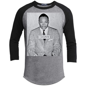 Martin Luther King MLK Mugshot | ?? Sleeve Raglan Tee-T-Shirts-Swagtastic Gear