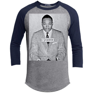 Martin Luther King MLK Mugshot | ?? Sleeve Raglan Tee-T-Shirts-Swagtastic Gear