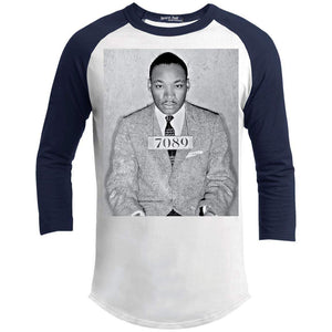 Martin Luther King MLK Mugshot | ?? Sleeve Raglan Tee-T-Shirts-Swagtastic Gear