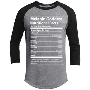 Melanin Goddess Nutritional Facts | ?? Sleeve Raglan Tee-T-Shirts-Swagtastic Gear