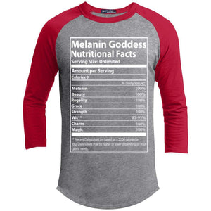 Melanin Goddess Nutritional Facts | ?? Sleeve Raglan Tee-T-Shirts-Swagtastic Gear