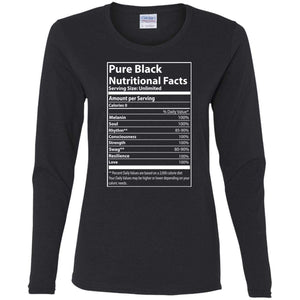 Pure Black Nutritional Facts | Long Sleeve Tee-Apparel-Swagtastic Gear