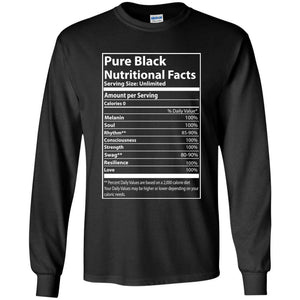 Pure Black Nutritional Facts | Long Sleeve Tee-Apparel-Swagtastic Gear