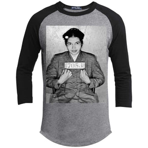 Rosa Parks Mugshot | ?? Sleeve Raglan Tee-T-Shirts-Swagtastic Gear