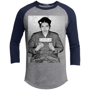 Rosa Parks Mugshot | ?? Sleeve Raglan Tee-T-Shirts-Swagtastic Gear