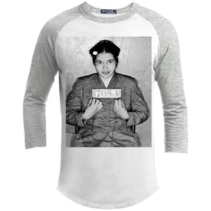 Rosa Parks Mugshot | ?? Sleeve Raglan Tee-T-Shirts-Swagtastic Gear