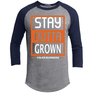 Stay Outta Grown Folks Business | 3/4 Sleeve Raglan Tee-Apparel-Swagtastic Gear