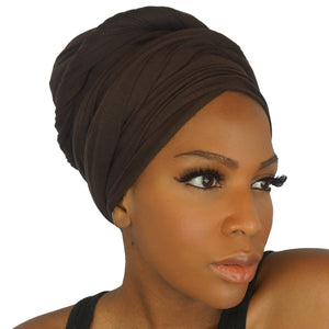 Stretch Jersey Knit Head Wrap - Chocolate-Headwraps-Swagtastic Gear