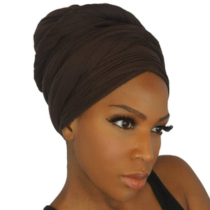 Stretch Jersey Knit Head Wrap - Chocolate-Headwraps-Swagtastic Gear