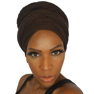 Stretch Jersey Knit Head Wrap - Chocolate-Headwraps-Swagtastic Gear