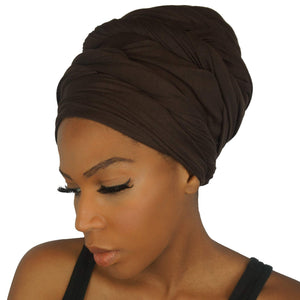 Stretch Jersey Knit Head Wrap - Chocolate-Headwraps-Swagtastic Gear