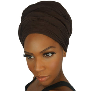 Stretch Jersey Knit Head Wrap - Chocolate-Headwraps-Swagtastic Gear