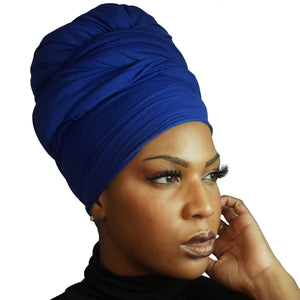 Stretch Jersey Knit Head Wrap - Cobalt-Headwraps-Swagtastic Gear