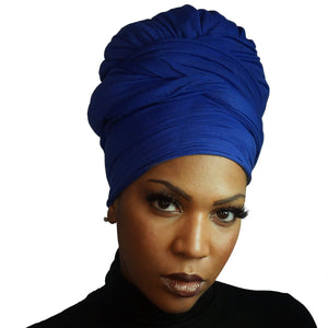 Stretch Jersey Knit Head Wrap - Cobalt-Headwraps-Swagtastic Gear