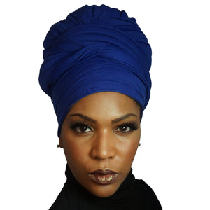 Stretch Jersey Knit Head Wrap - Cobalt-Headwraps-Swagtastic Gear