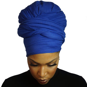 Stretch Jersey Knit Head Wrap - Cobalt-Headwraps-Swagtastic Gear