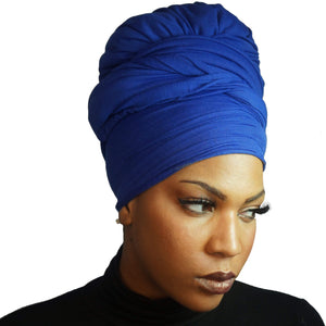 Stretch Jersey Knit Head Wrap - Cobalt-Headwraps-Swagtastic Gear