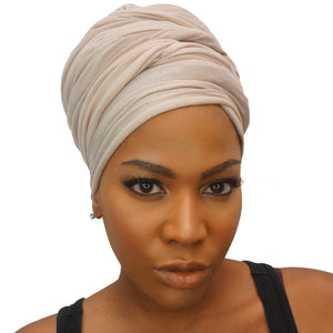 Stretch Jersey Knit Head Wrap - Cream-Headwraps-Swagtastic Gear