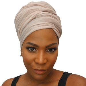 Stretch Jersey Knit Head Wrap - Cream-Headwraps-Swagtastic Gear