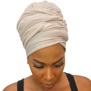 Stretch Jersey Knit Head Wrap - Cream-Headwraps-Swagtastic Gear