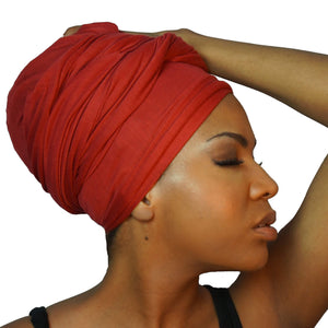 Stretch Jersey Knit Head Wrap - Crimson-Headwraps-Swagtastic Gear