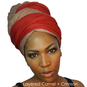 Stretch Jersey Knit Head Wrap - Crimson-Headwraps-Swagtastic Gear