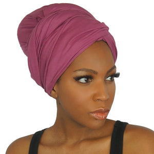 Stretch Jersey Knit Head Wrap - Dusty Rose-Headwraps-Swagtastic Gear