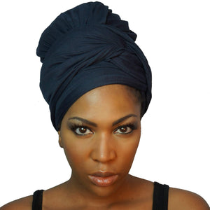 Stretch Jersey Knit Head Wrap - Midnight Navy-Headwraps-Swagtastic Gear