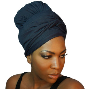 Stretch Jersey Knit Head Wrap - Midnight Navy-Headwraps-Swagtastic Gear