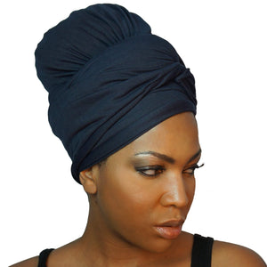 Stretch Jersey Knit Head Wrap - Midnight Navy-Headwraps-Swagtastic Gear