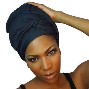 Stretch Jersey Knit Head Wrap - Midnight Navy-Headwraps-Swagtastic Gear