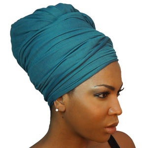 Stretch Jersey Knit Head Wrap - Teal-Headwraps-Swagtastic Gear