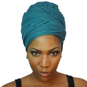 Stretch Jersey Knit Head Wrap - Teal-Headwraps-Swagtastic Gear