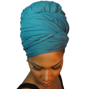 Stretch Jersey Knit Head Wrap - Teal-Headwraps-Swagtastic Gear