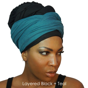 Stretch Jersey Knit Head Wrap - Teal-Headwraps-Swagtastic Gear