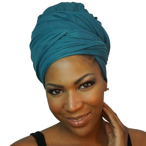 Stretch Jersey Knit Head Wrap - Teal-Headwraps-Swagtastic Gear