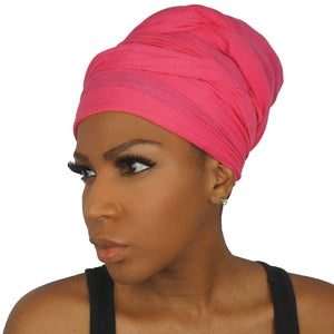 Stretch Jersey Knit Head Wrap - Vibrant Pink-Headwraps-Swagtastic Gear