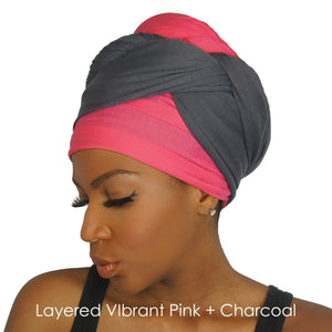 Stretch Jersey Knit Head Wrap - Vibrant Pink-Headwraps-Swagtastic Gear