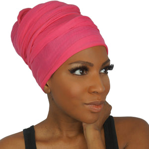 Stretch Jersey Knit Head Wrap - Vibrant Pink-Headwraps-Swagtastic Gear